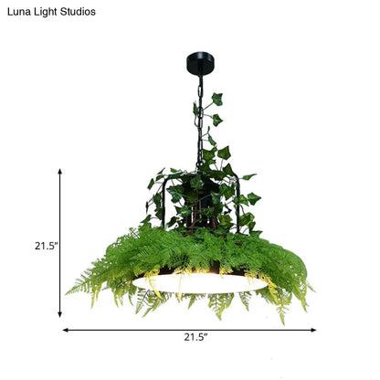 Industrial Metal Black Barn Ceiling Suspension Lamp LED Plant Pendant Light, 14"/18"/21.5" W - Perfect for Restaurants