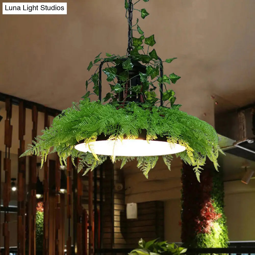 Industrial Metal Black Barn Ceiling Suspension Lamp LED Plant Pendant Light, 14"/18"/21.5" W - Perfect for Restaurants