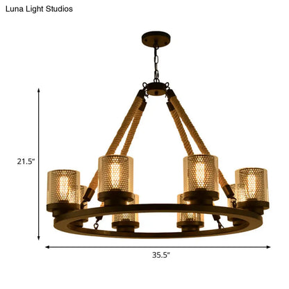 Industrial Metal Black Chandelier Pendant with 6/8 Lights - Stylish Ceiling Lamp for Restaurants