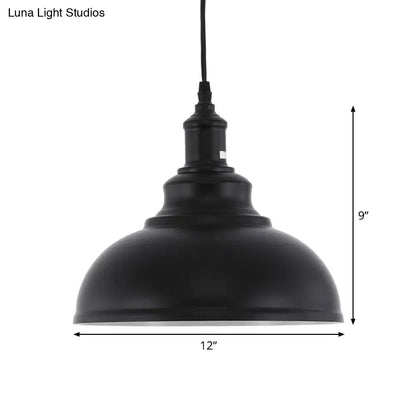 Industrial Metal Black Hanging Light Fixture Bowl Pendant Lamp Ceiling with Plug-in Cord