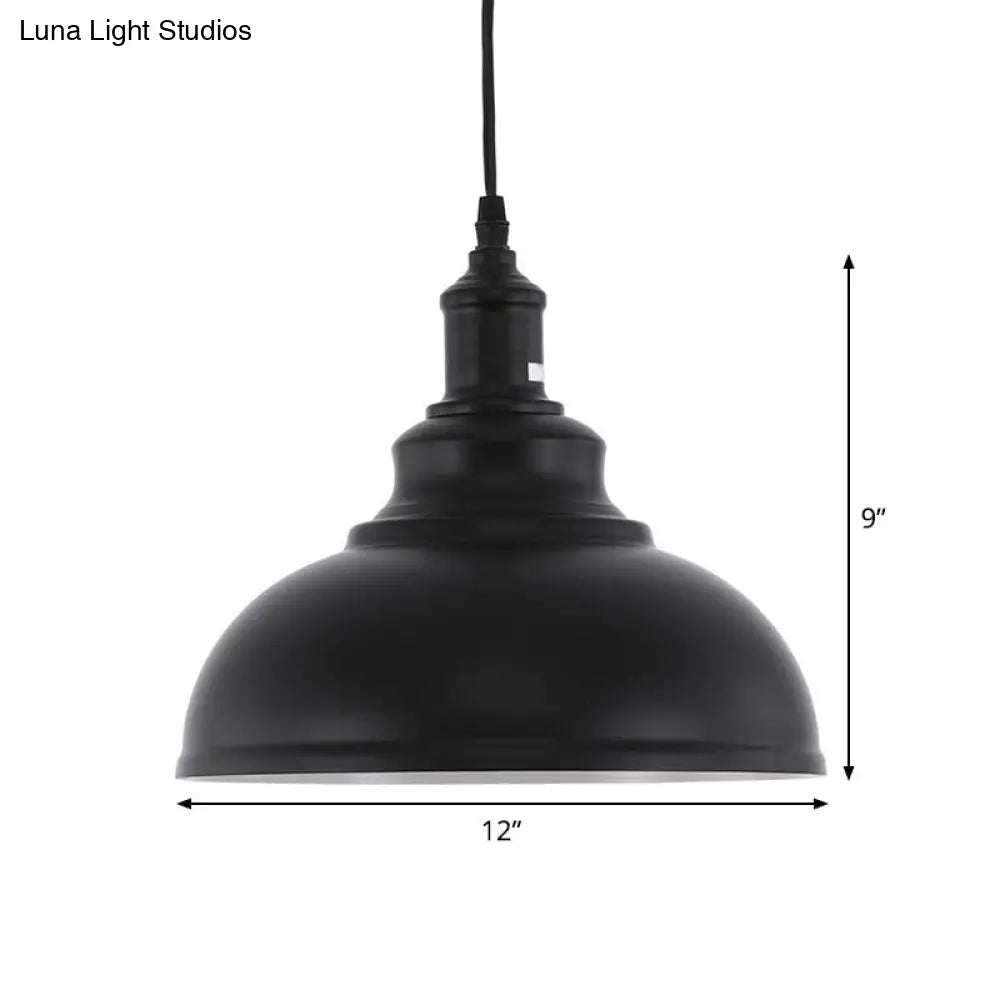 Industrial Metal Black Hanging Light Fixture Bowl Pendant Lamp Ceiling with Plug-in Cord