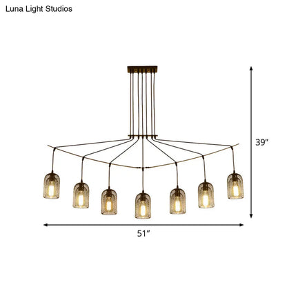 DecorBites™ Industrial Metal Black Island Light Fixture with Mesh Bell Shades - 5/7-Head Hanging Ceiling Lamp