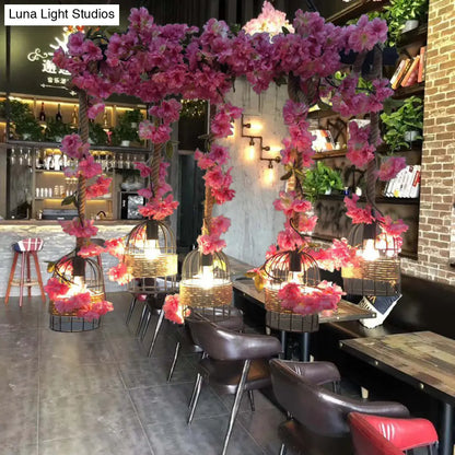 ديكوربايتس™ مصباح معلق معدني صناعي أسود على شكل جزيرة مع قفص - مجموعة مصابيح معلقة مكونة من 5 لمبات للمطاعم