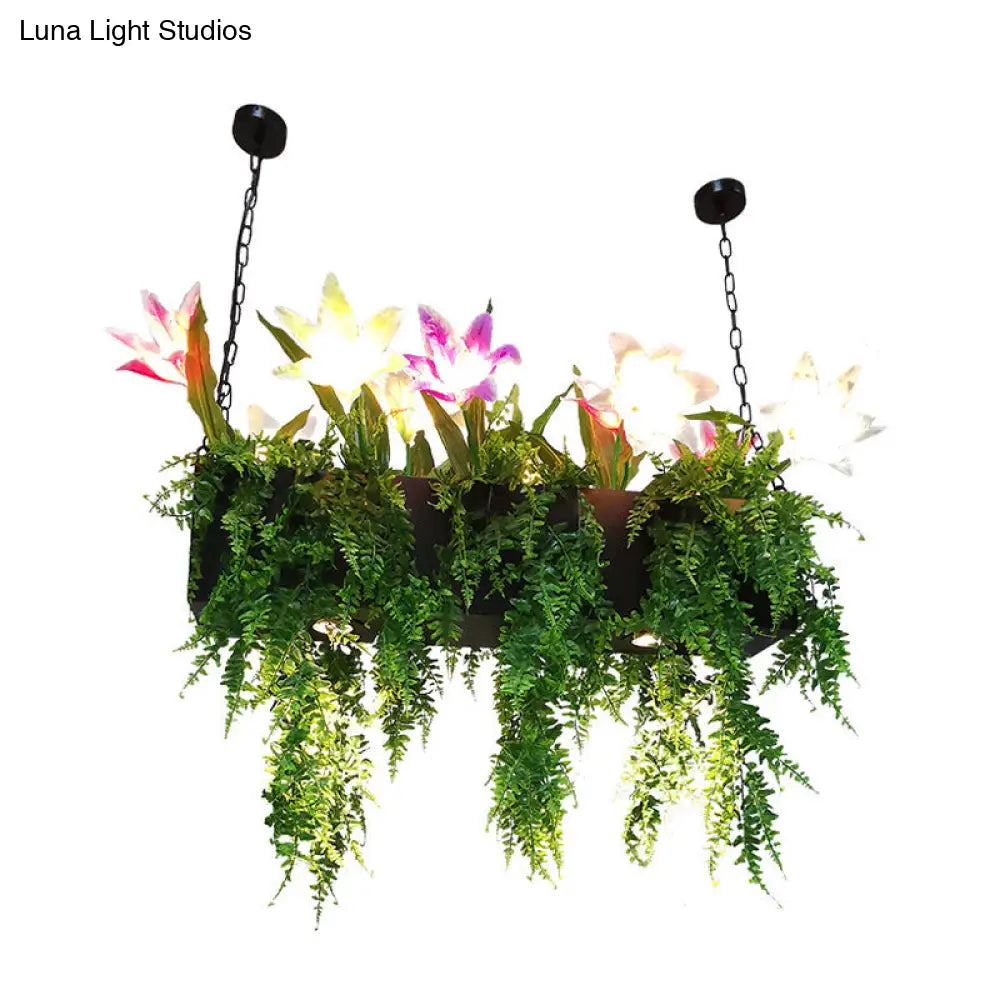 DecorBites™ Industrial Metal Black Island Pendant Light with LED Bulbs - Hanging Lamp Kit for Restaurants