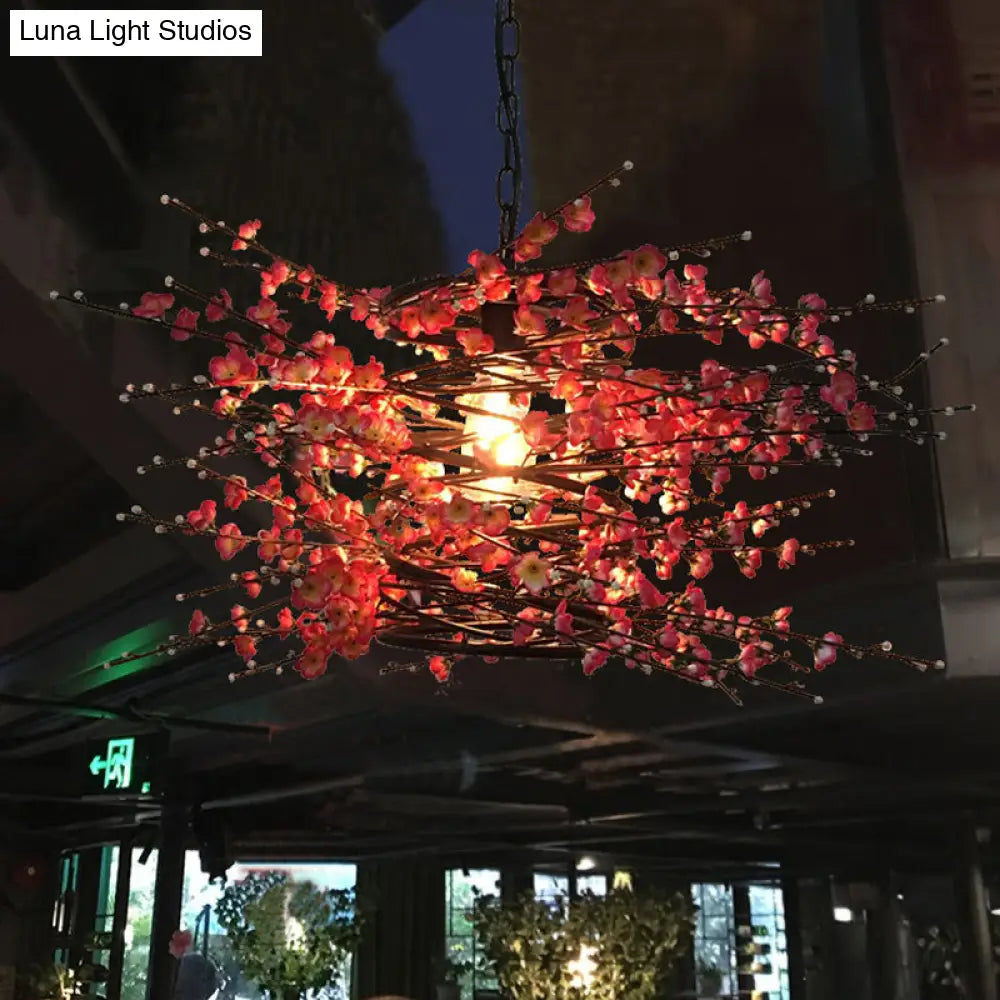 Industrial Metal Black Pendant Plum Blossom 1-Head LED Hanging Lamp for Restaurant