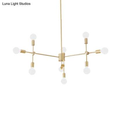 Industrial Metal Bulb Chandelier: Open Design, 9/12 Lights, Black/Brass Pendant Lighting for Dining Room