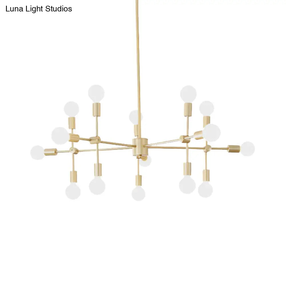 Industrial Metal Bulb Chandelier: Open Design, 9/12 Lights, Black/Brass Pendant Lighting for Dining Room