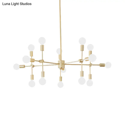 Industrial Metal Bulb Chandelier: Open Design, 9/12 Lights, Black/Brass Pendant Lighting for Dining Room