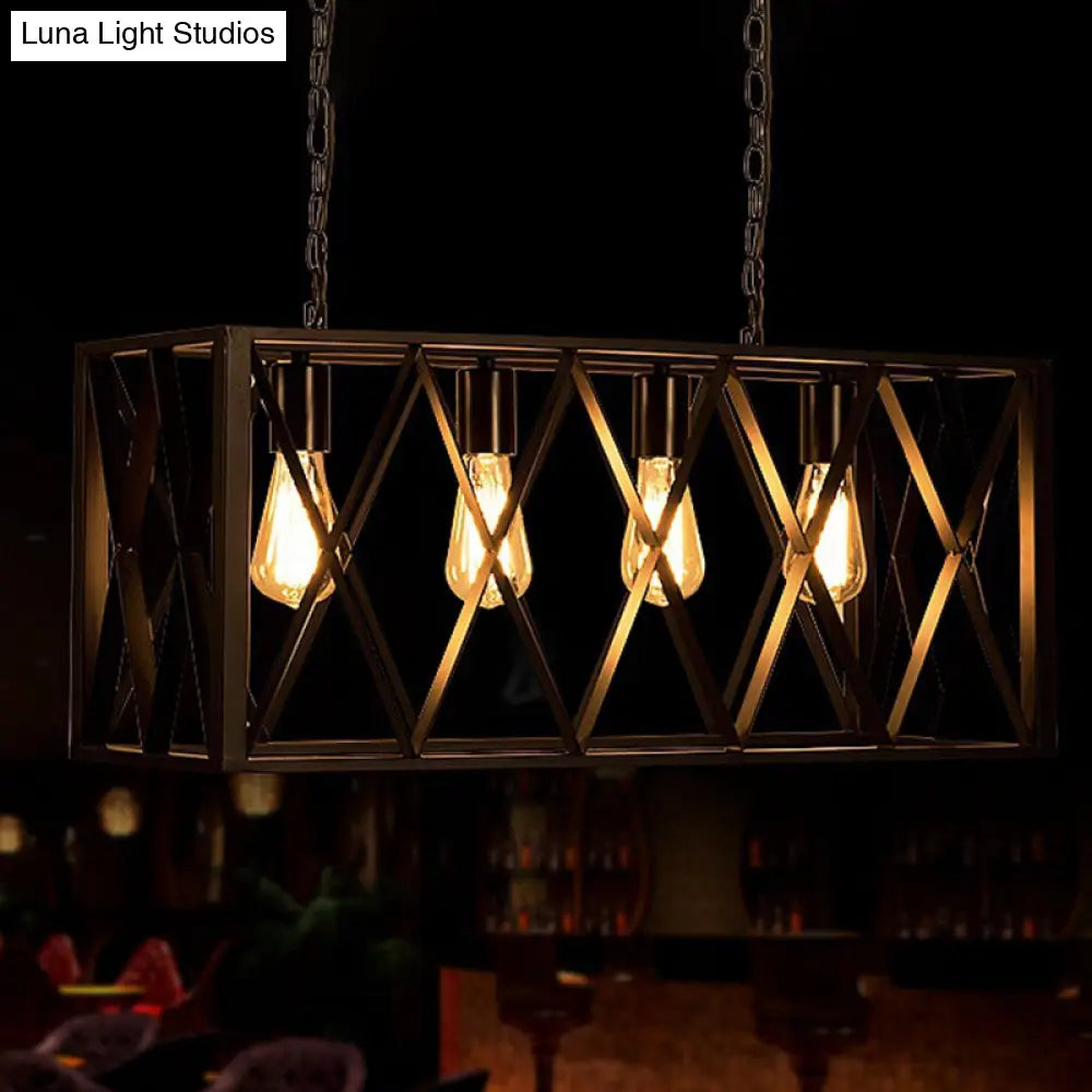 DecorBites™ Industrial Metal Cage Island Pendant Light - Black Coffee Shop Chandelier Lamp