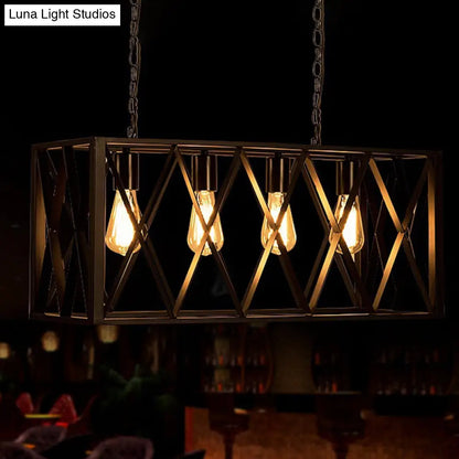 DecorBites™ Industrial Metal Cage Island Pendant Light - Black Coffee Shop Chandelier Lamp
