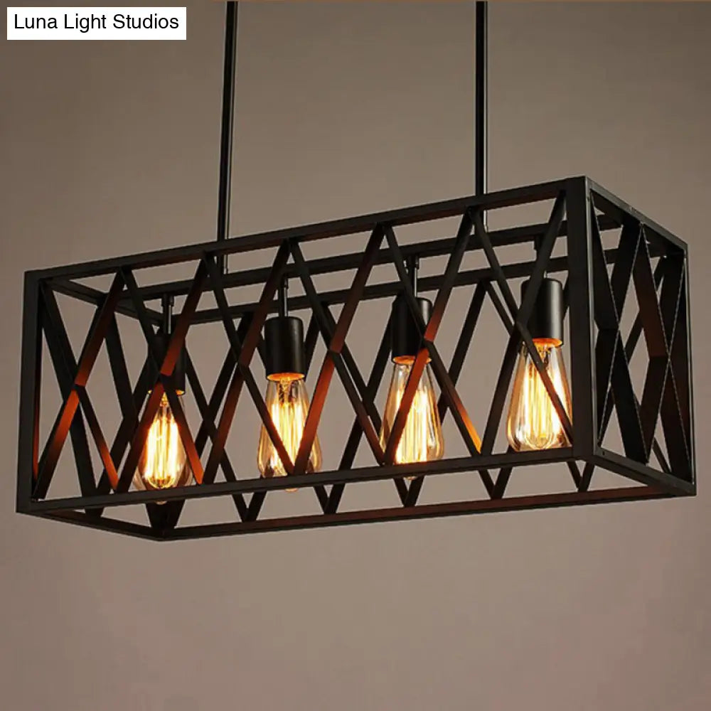 DecorBites™ Industrial Metal Cage Island Pendant Light - Black Coffee Shop Chandelier Lamp