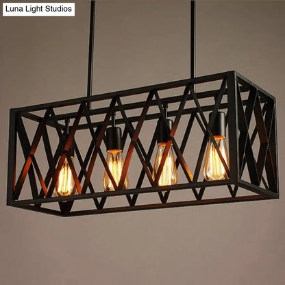 DecorBites™ Industrial Metal Cage Island Pendant Light - Black Coffee Shop Chandelier Lamp
