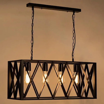 DecorBites™ Industrial Metal Cage Island Pendant Light - Black Coffee Shop Chandelier Lamp