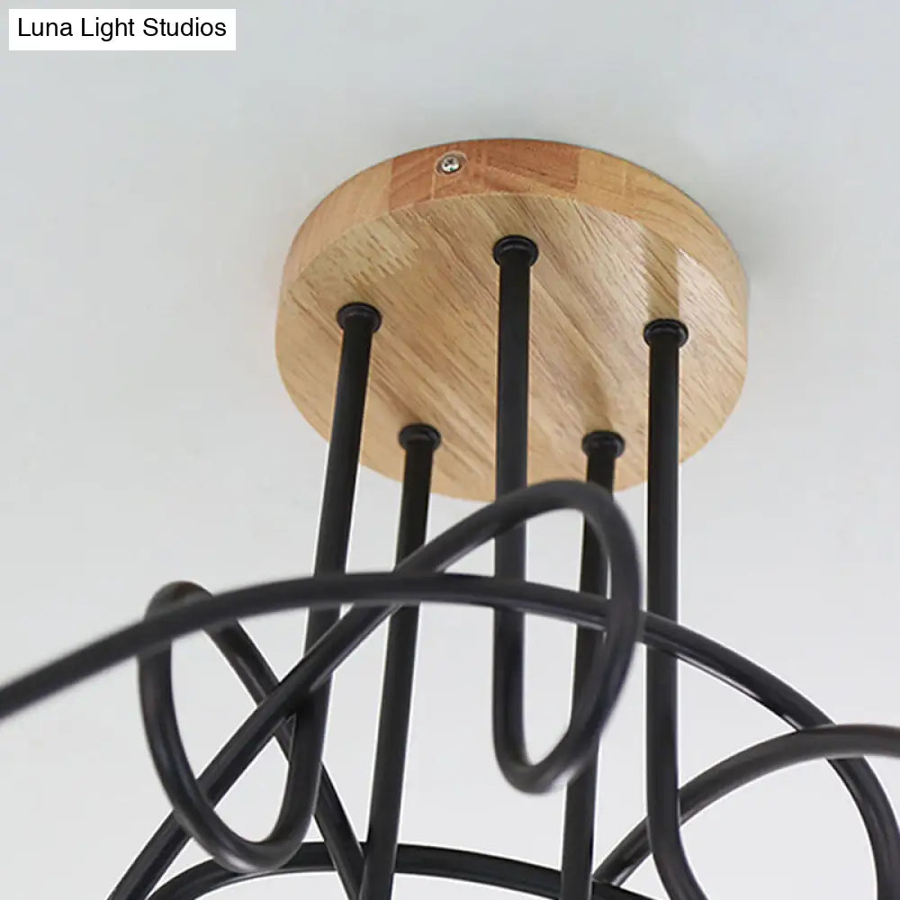 DecorBites™ DecorBites™ Industrial Metal Ceiling Flush Mount with Bulb, 3/5 Lights, Wooden Cap