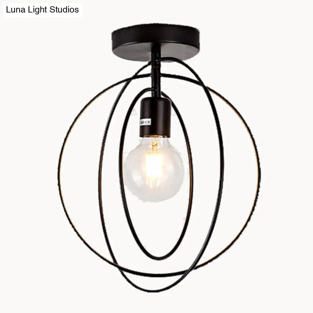 DecorBites™ DecorBites™ Industrial Metal Ceiling Mount Chandelier - 1 Light Semi Flush Fixture for Hallway