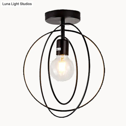 DecorBites™ DecorBites™ Industrial Metal Ceiling Mount Chandelier - 1 Light Semi Flush Fixture for Hallway