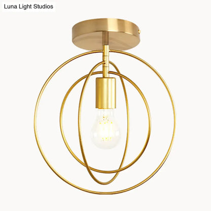 DecorBites™ DecorBites™ Industrial Metal Ceiling Mount Chandelier - 1 Light Semi Flush Fixture for Hallway