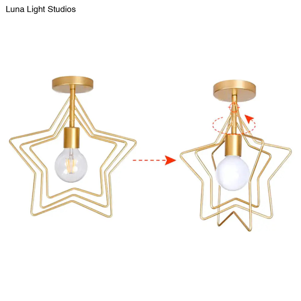 DecorBites™ DecorBites™ Industrial Metal Ceiling Mount Chandelier - 1 Light Semi Flush Fixture for Hallway