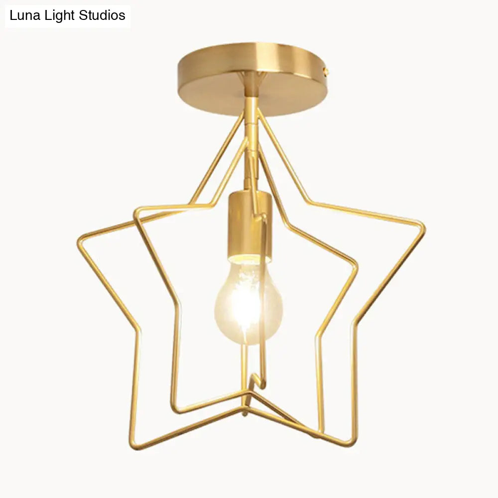 DecorBites™ DecorBites™ Industrial Metal Ceiling Mount Chandelier - 1 Light Semi Flush Fixture for Hallway