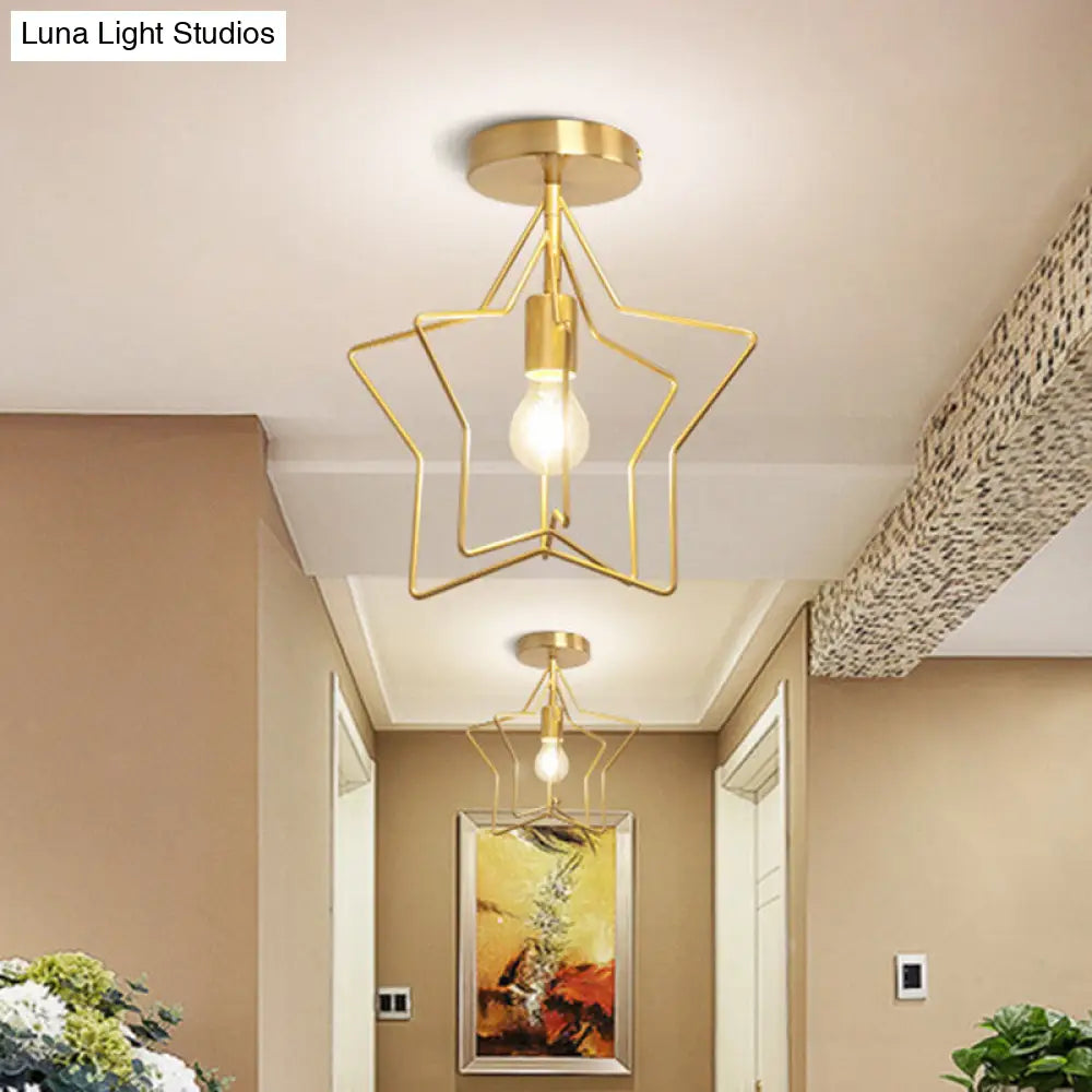 DecorBites™ DecorBites™ Industrial Metal Ceiling Mount Chandelier - 1 Light Semi Flush Fixture for Hallway