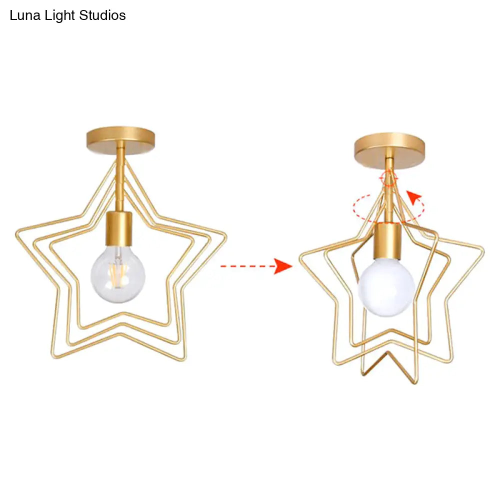 DecorBites™ DecorBites™ Industrial Metal Ceiling Mount Chandelier - 1 Light Semi Flush Fixture for Hallway