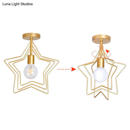 DecorBites™ DecorBites™ Industrial Metal Ceiling Mount Chandelier - 1 Light Semi Flush Fixture for Hallway