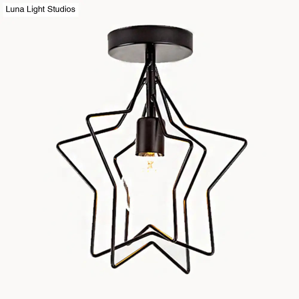 DecorBites™ DecorBites™ Industrial Metal Ceiling Mount Chandelier - 1 Light Semi Flush Fixture for Hallway