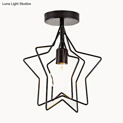 DecorBites™ DecorBites™ Industrial Metal Ceiling Mount Chandelier - 1 Light Semi Flush Fixture for Hallway