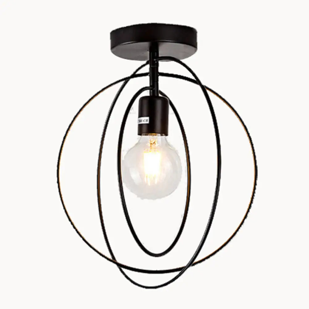 DecorBites™ DecorBites™ Industrial Metal Ceiling Mount Chandelier - 1 Light Semi Flush Fixture for Hallway