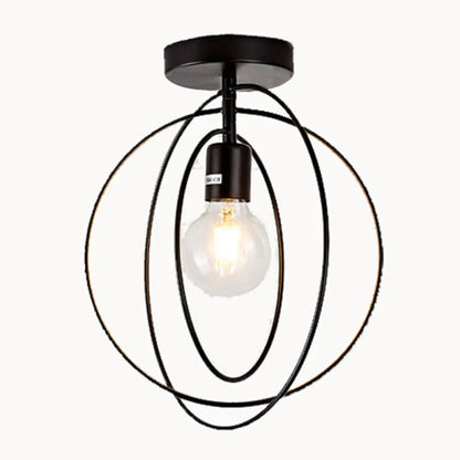 DecorBites™ DecorBites™ Industrial Metal Ceiling Mount Chandelier - 1 Light Semi Flush Fixture for Hallway