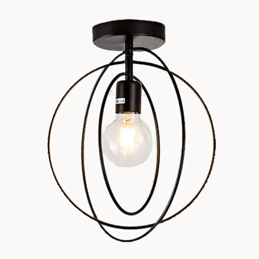 DecorBites™ DecorBites™ Industrial Metal Ceiling Mount Chandelier - 1 Light Semi Flush Fixture for Hallway