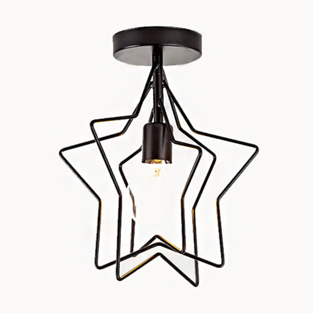 DecorBites™ DecorBites™ Industrial Metal Ceiling Mount Chandelier - 1 Light Semi Flush Fixture for Hallway
