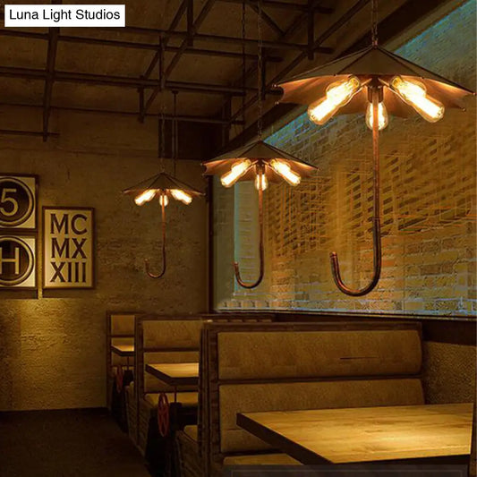 Industrial Metal Ceiling Pendant Chandelier - Rustic 5-Light Hanging Fixture for Restaurants