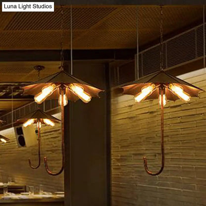 Industrial Metal Ceiling Pendant Chandelier - Rustic 5-Light Hanging Fixture for Restaurants