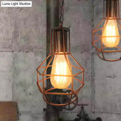 Industrial Metal Ceiling Pendant Light - Rust/Black - Living Room