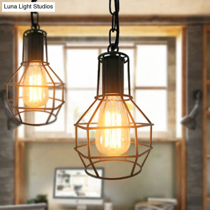 Industrial Metal Ceiling Pendant Light - Rust/Black - Living Room