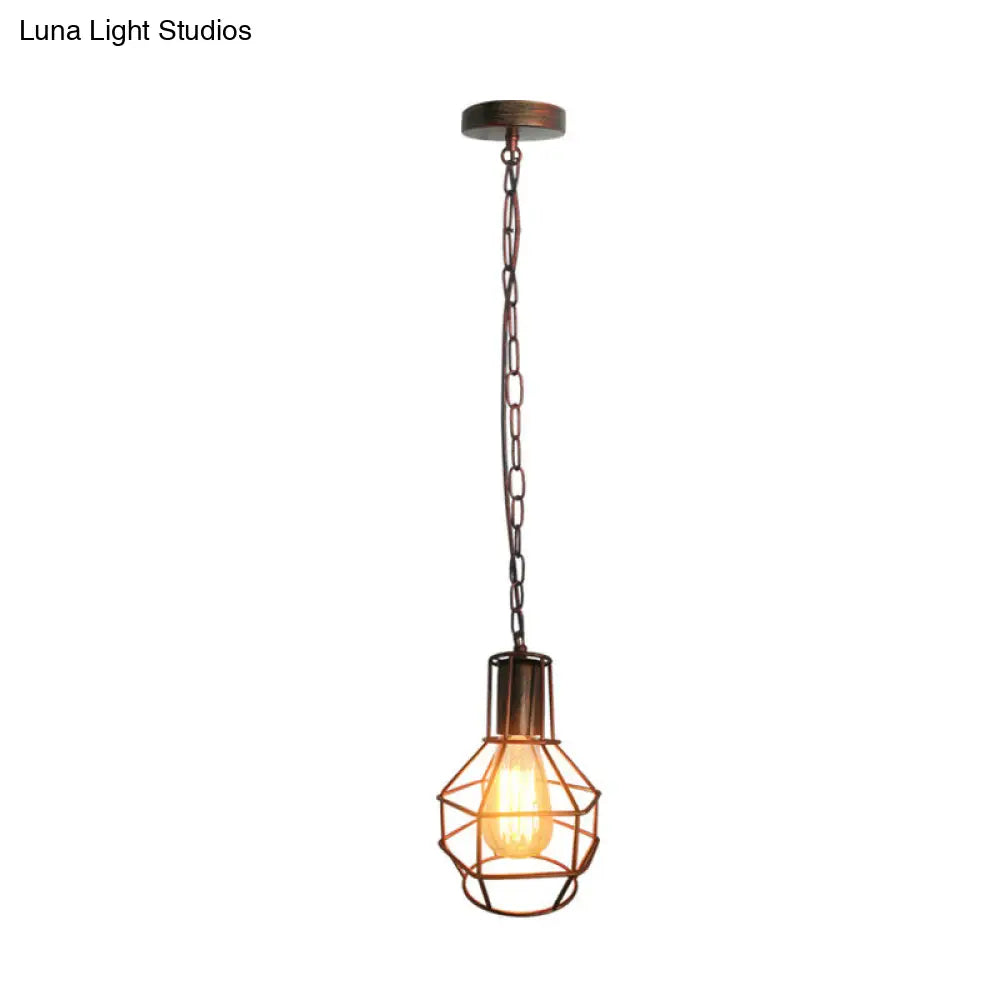 Industrial Metal Ceiling Pendant Light - Rust/Black - Living Room