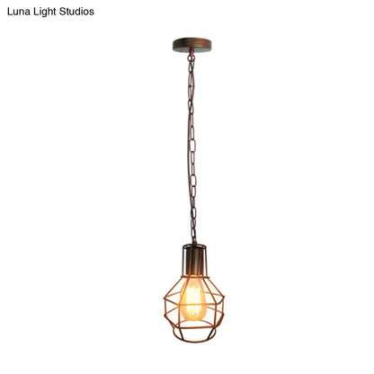 Industrial Metal Ceiling Pendant Light - Rust/Black - Living Room