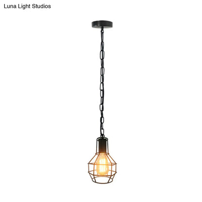 Industrial Metal Ceiling Pendant Light - Rust/Black - Living Room