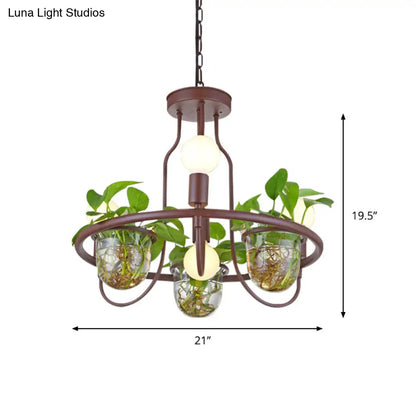 Industrial Metal Chandelier 4/7/10-Bulb LED Hanging Lamp in Coffee, Perfect for Living Room