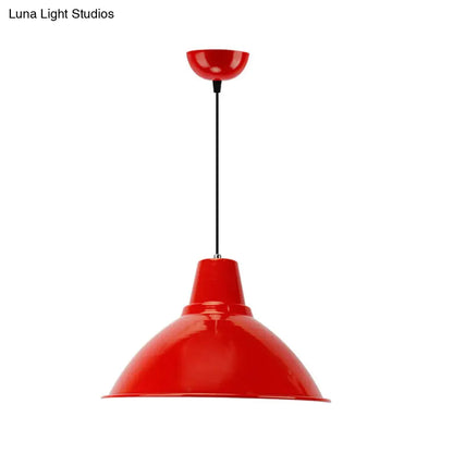 Industrial Metal Coffee Shop Ceiling Lamp - Bowl Shade Pendant Light (1 Light, Red/Yellow)