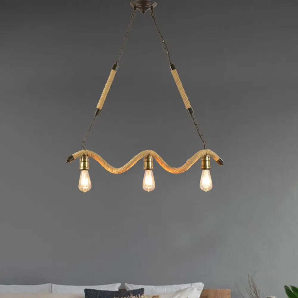 ديكوربايتس™ مصباح معلق صناعي معدني على شكل جزيرة مع لمبات مكشوفة - بيج، 3 مصابيح