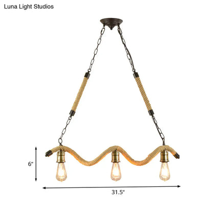 ديكوربايتس™ مصباح معلق صناعي معدني على شكل جزيرة مع لمبات مكشوفة - بيج، 3 مصابيح