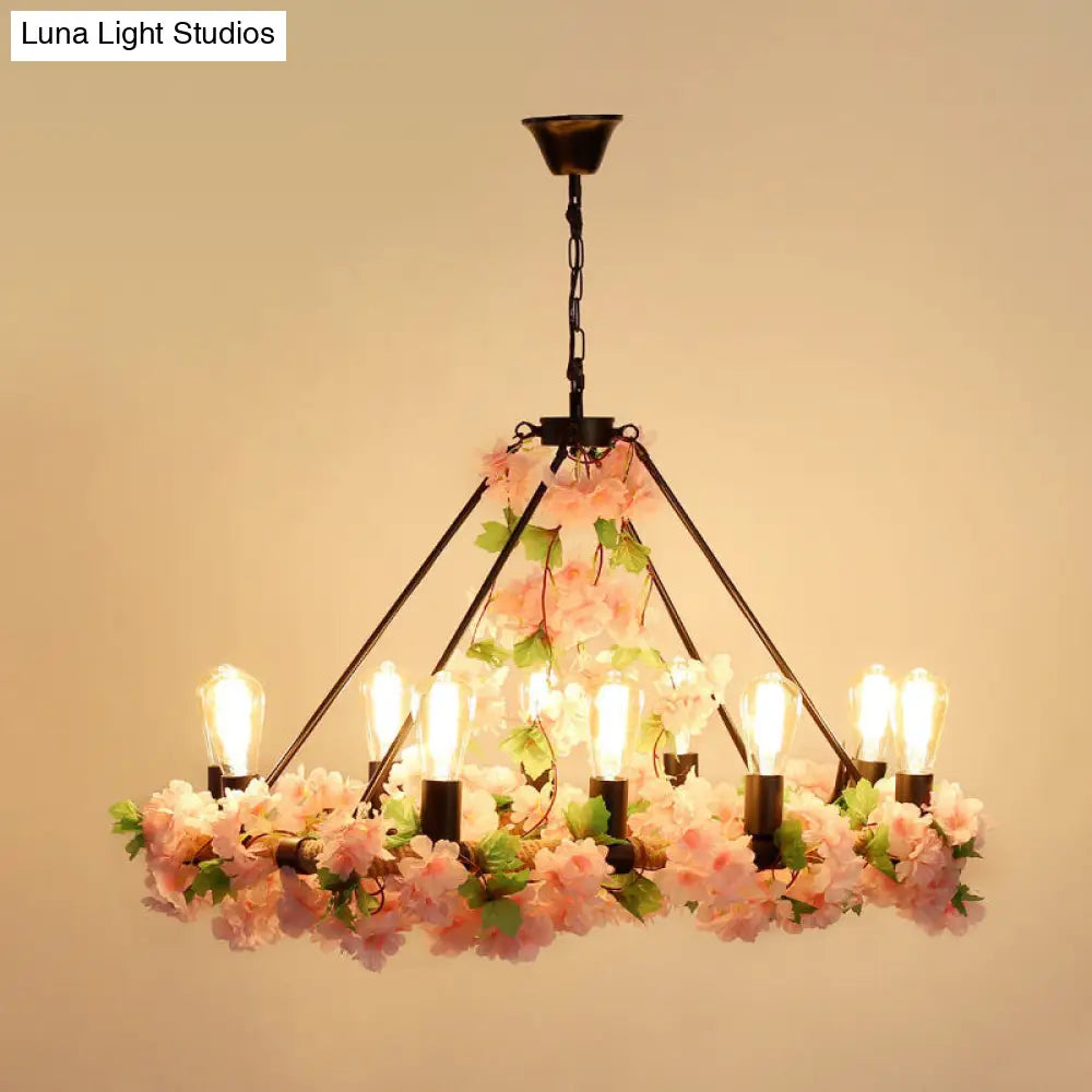 مصباح معلق LED معدني صناعي من DecorBites™ مزود بـ 10 لمبات - لمسة نهائية باللون الوردي/الأخضر - مثالي للمطاعم