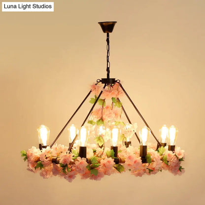 مصباح معلق LED معدني صناعي من DecorBites™ مزود بـ 10 لمبات - لمسة نهائية باللون الوردي/الأخضر - مثالي للمطاعم