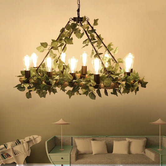 مصباح معلق LED معدني صناعي من DecorBites™ مزود بـ 10 لمبات - لمسة نهائية باللون الوردي/الأخضر - مثالي للمطاعم