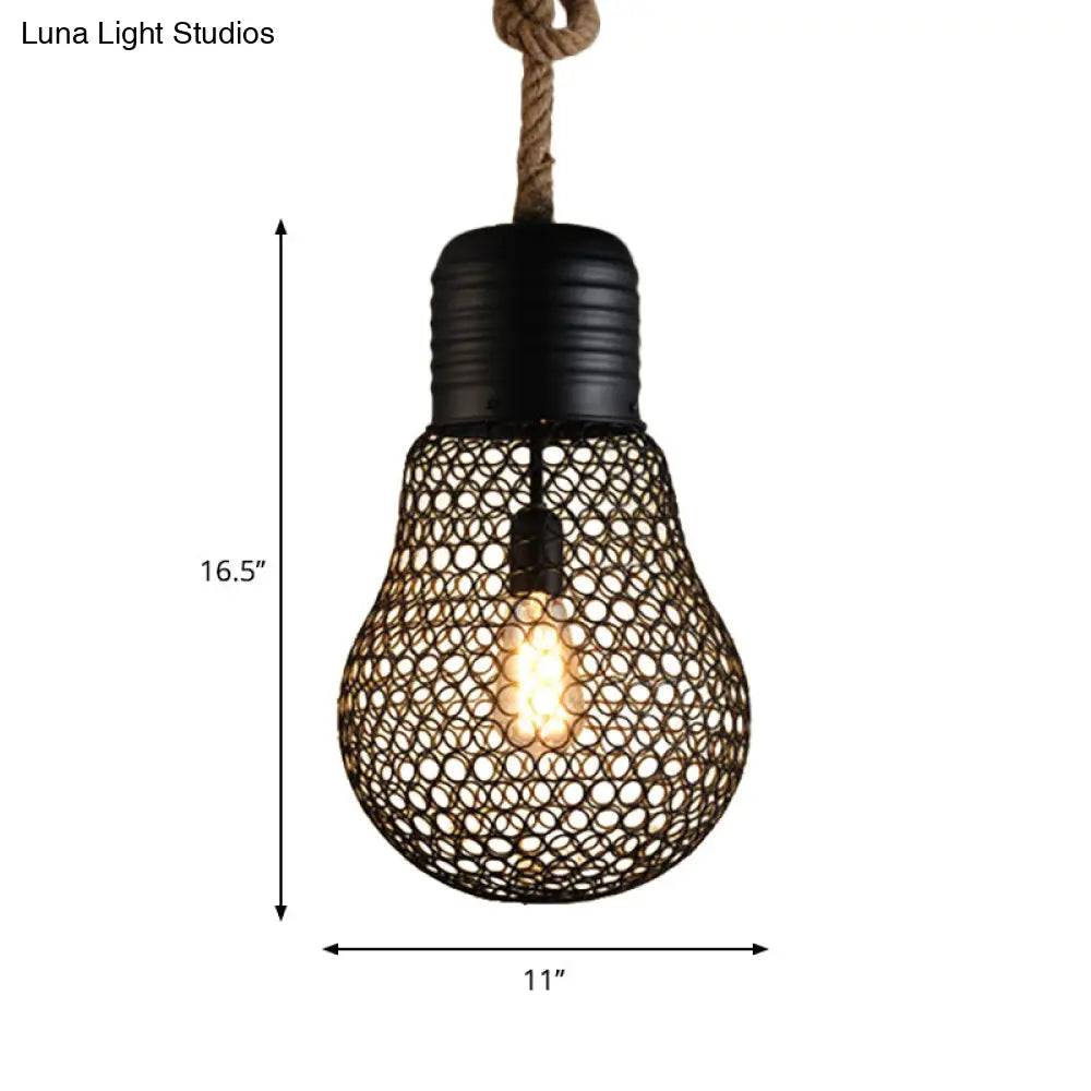 Industrial Metal Mesh Pendant Light - 6"/11" Wide, Loft Style, 1 Head, Black