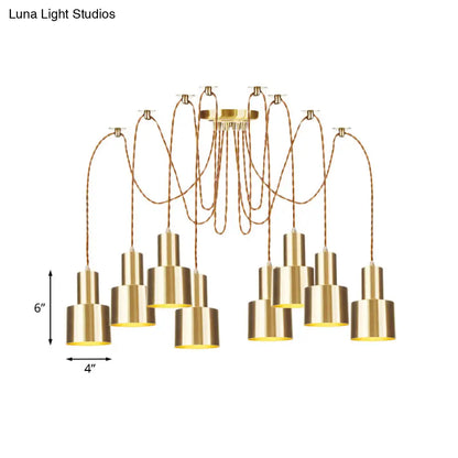 Industrial Metal Multi Pendant Light with Gold Finish - Tubular Living Room Ceiling Lamp (2/3/4-Light)