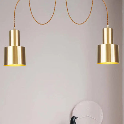 Industrial Metal Multi Pendant Light with Gold Finish - Tubular Living Room Ceiling Lamp (2/3/4-Light)