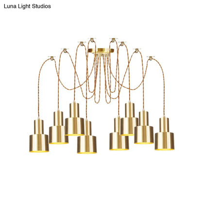 Industrial Metal Multi Pendant Light with Gold Finish - Tubular Living Room Ceiling Lamp (2/3/4-Light)